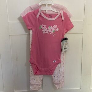 NWT Gerber Baby Girl Onesies with Pants Spring 6-9 Months